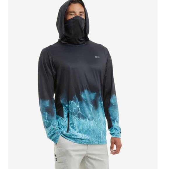 Pelagic Men's Tahiti Blue Exo Tech Hooded Fishing Shirt Size XL - Picture 1 of 9